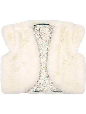Veste Boléro Cérémonie Fille Fausse Fourrure Beige PELUCHE - La Faute à Voltaire