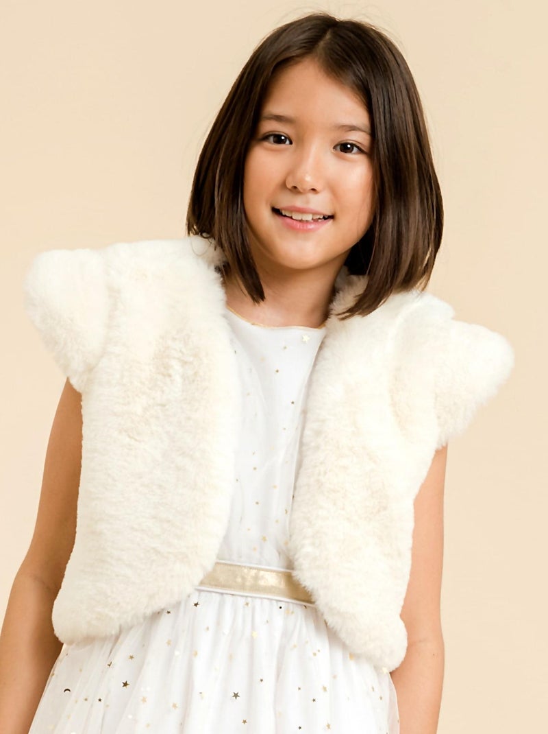 Veste Boléro Cérémonie Fille  Fausse Fourrure Beige  PELUCHE - La Faute à Voltaire Blanc cassé - Kiabi