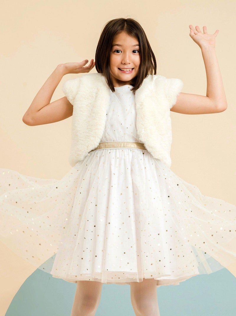 Veste Boléro Cérémonie Fille  Fausse Fourrure Beige  PELUCHE - La Faute à Voltaire Blanc cassé - Kiabi