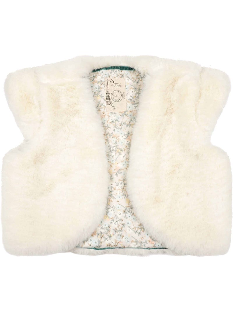 Veste Boléro Cérémonie Fille  Fausse Fourrure Beige  PELUCHE - La Faute à Voltaire Blanc cassé - Kiabi