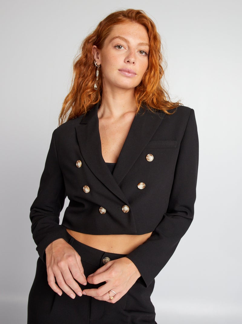Veste boléro double boutonnage noir - Kiabi