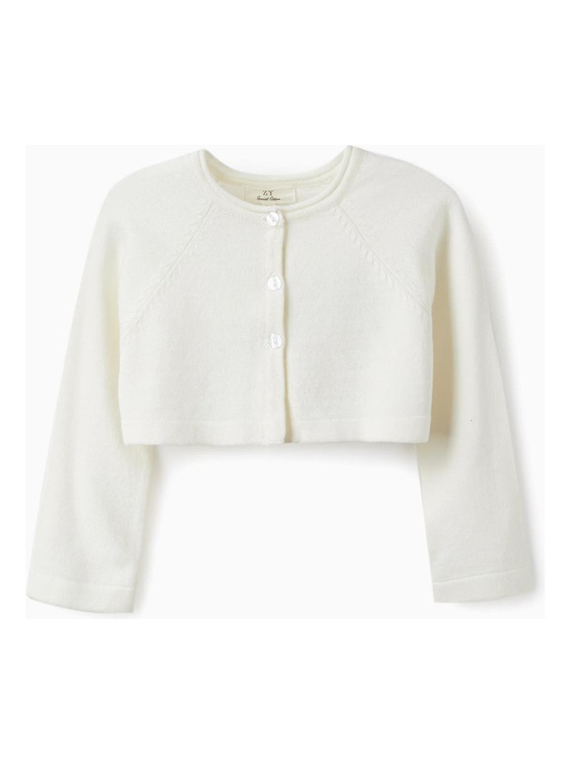 Veste boléro en maille blanche pour bébé fille en mélange de coton Blanc - Kiabi