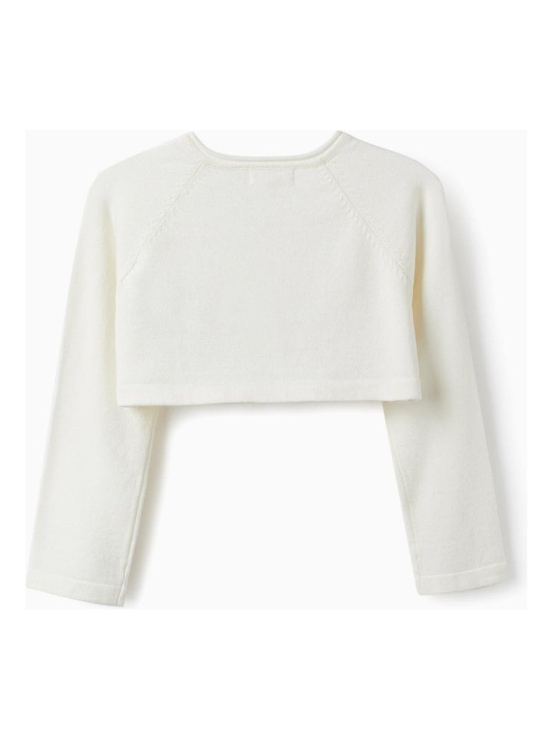 Veste boléro en maille blanche pour fille en mélange de coton Blanc - Kiabi