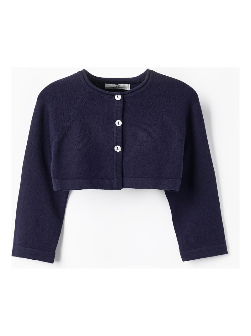 Veste boléro en maille bleu foncé pour bébé fille en mélange de coton Bleu foncé - Kiabi