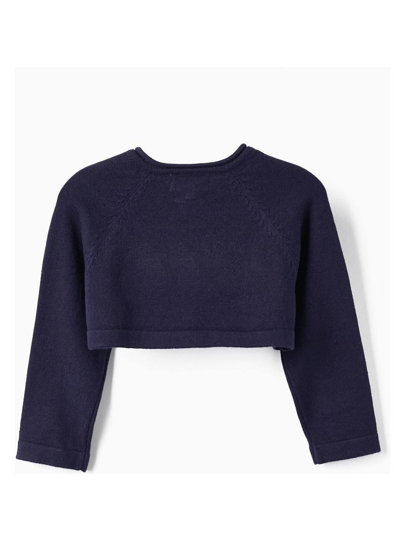 Veste boléro en maille bleu foncé pour bébé fille en mélange de coton Bleu foncé - Kiabi
