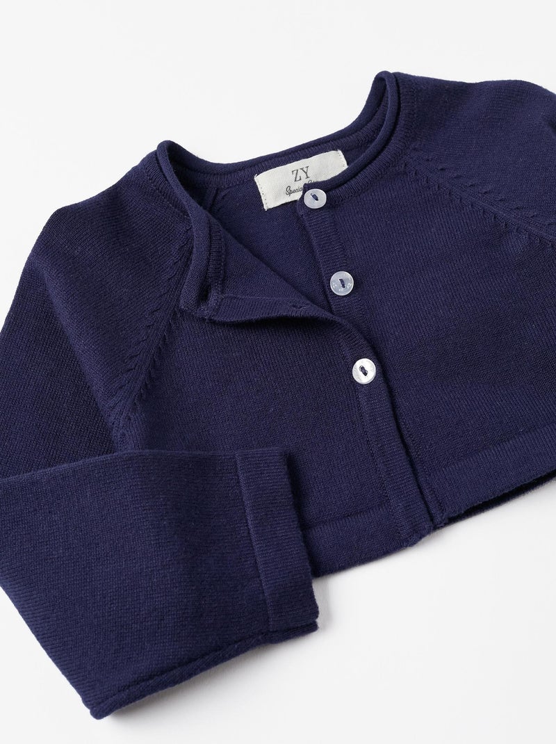 Veste boléro en maille bleu foncé pour bébé fille en mélange de coton Bleu foncé - Kiabi