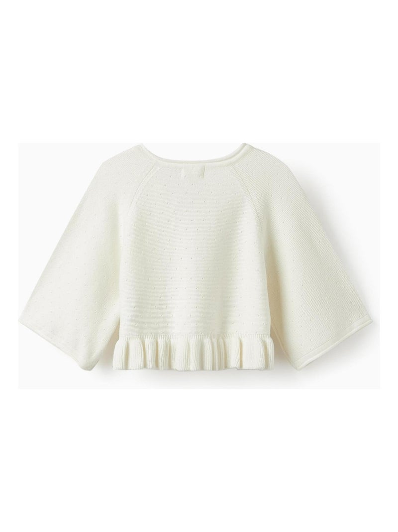Veste boléro en maille perforée blanche pour fille CÉRÉMONIE Blanc - Kiabi