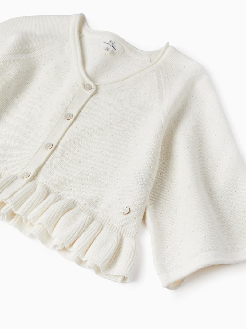 Veste boléro en maille perforée blanche pour fille CÉRÉMONIE Blanc - Kiabi