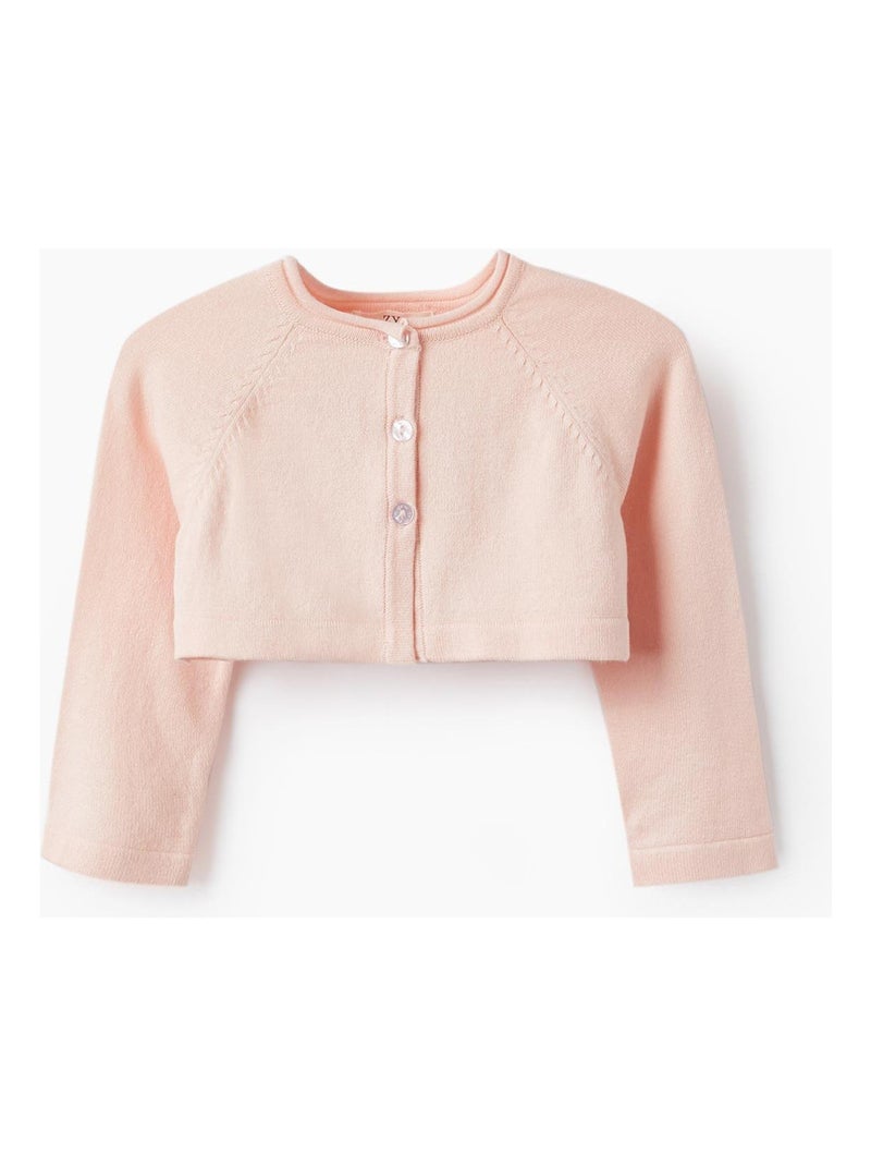 Veste boléro en maille rose clair pour bébé fille en mélange de coton Rose foncé - Kiabi