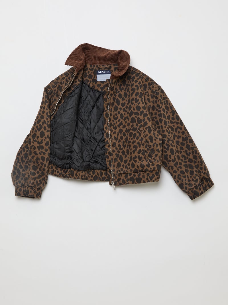 Veste bombée en jean Léopard - Kiabi