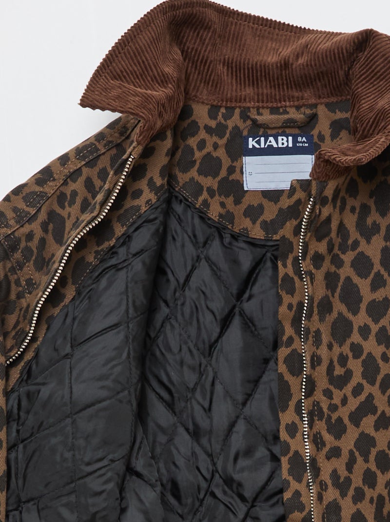 Veste bombée en jean Léopard - Kiabi