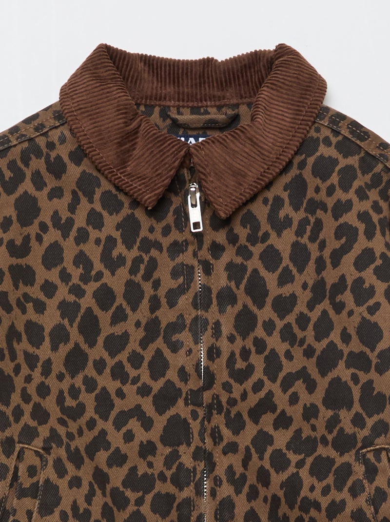 Veste bombée en jean Léopard - Kiabi