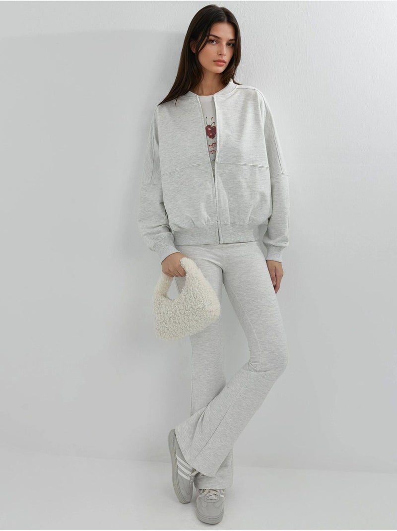 Veste bomber à coupe décontractée avec fermeture éclair et col montant busem Gris clair - Kiabi