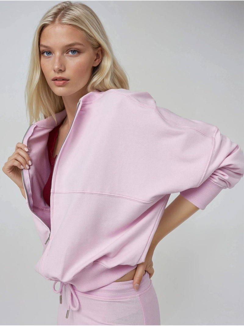 Veste bomber à coupe décontractée avec fermeture éclair et col montant busem Rose pâle - Kiabi