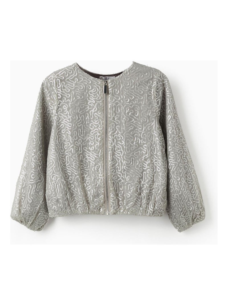 Veste Bomber à Paillettes pour Fille  CÉRÉMONIE Gris - Kiabi