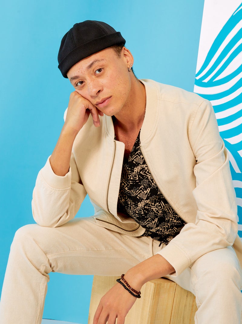 Veste bomber avec lin beige - Kiabi
