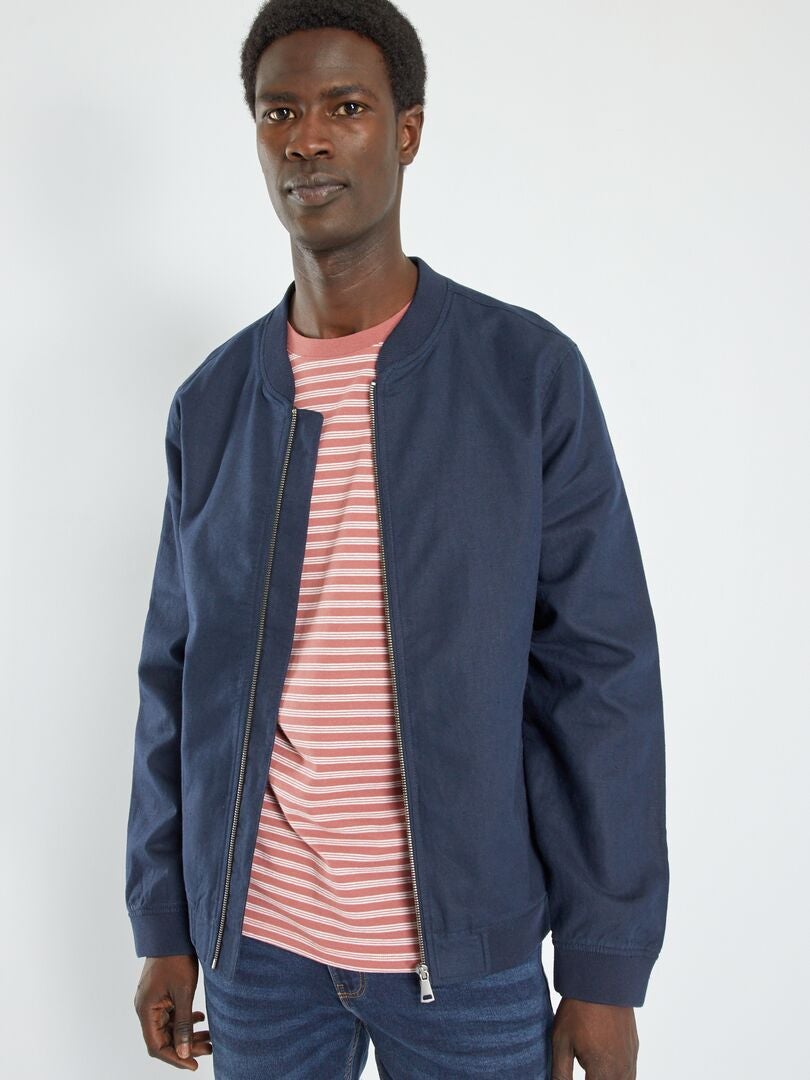 Veste bomber avec lin Bleu marine - Kiabi