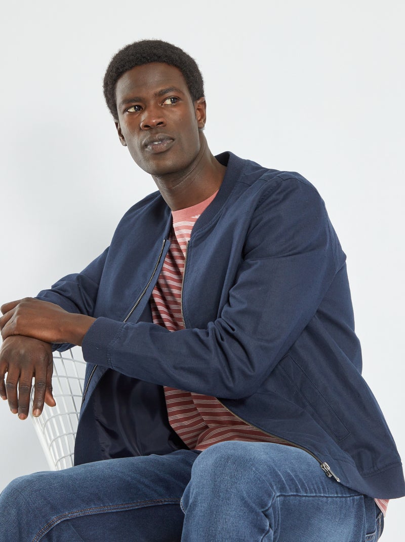 Veste bomber avec lin Bleu marine - Kiabi