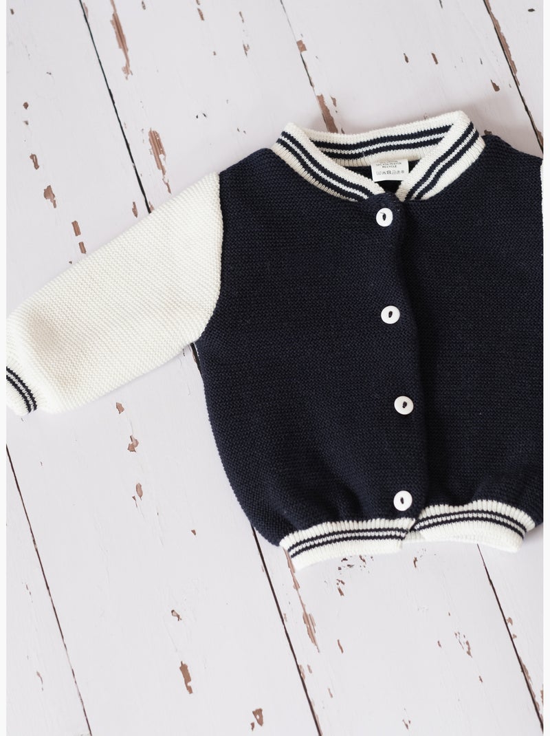Veste Bomber Bleu Blanc - Kiabi