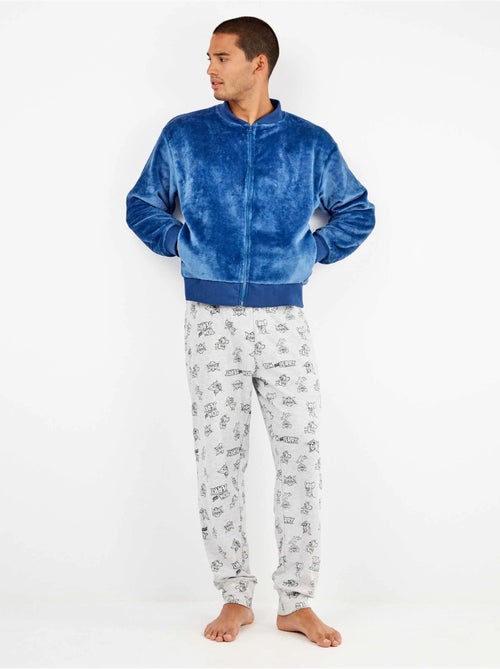 Veste bomber bleue en peluche pour homme - Kiabi