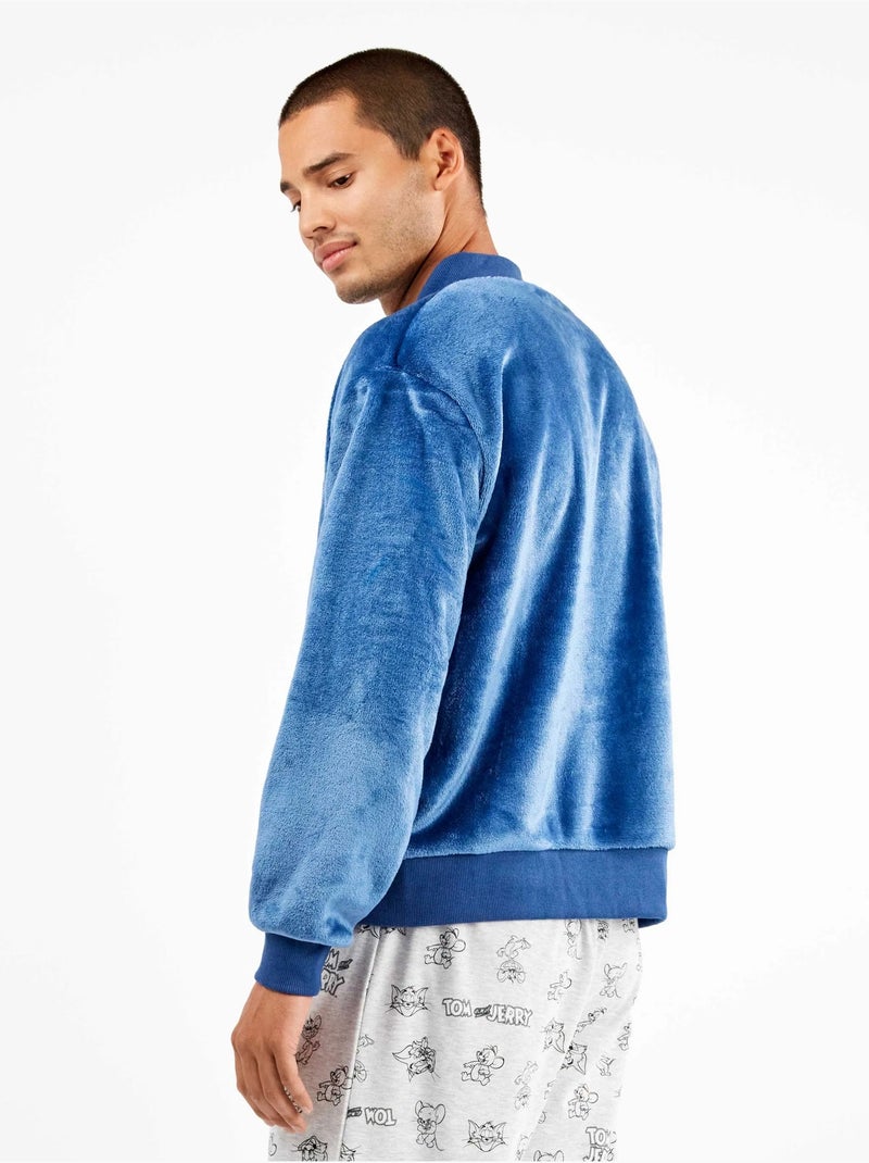 Veste bomber bleue en peluche pour homme Bleu - Kiabi
