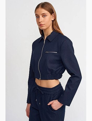 Veste bomber courte en crêpe dilvin