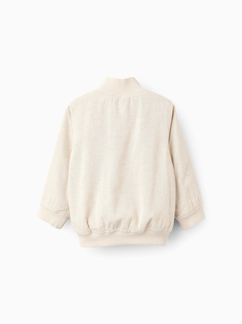 Veste Bomber en Lin Beige clair - Kiabi