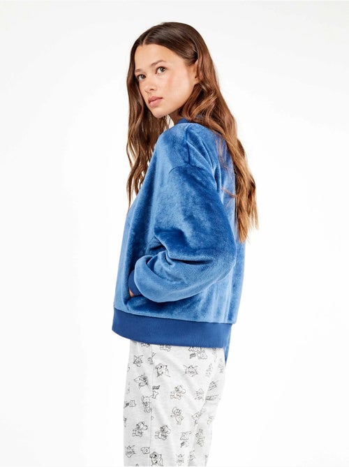 Veste bomber en peluche bleue pour homme - Kiabi