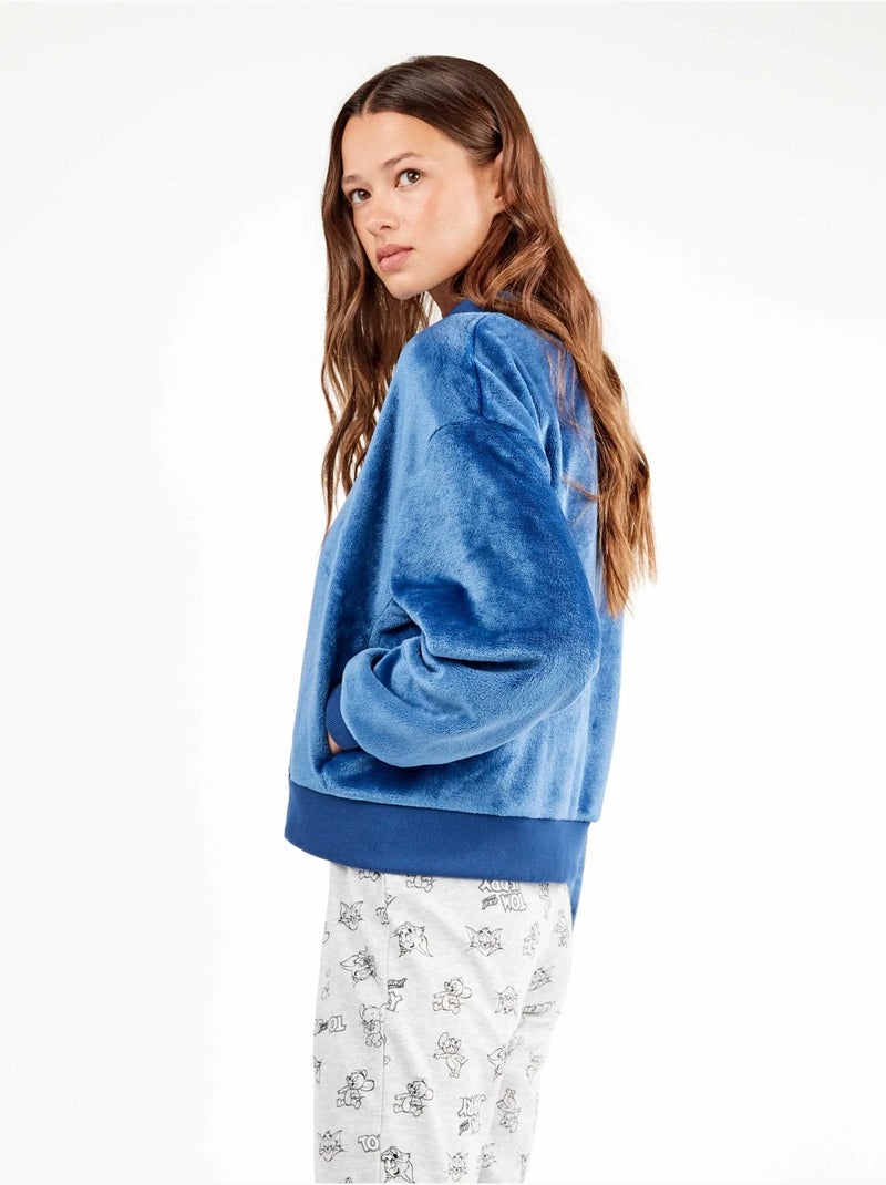Veste bomber en peluche bleue pour homme Bleu - Kiabi