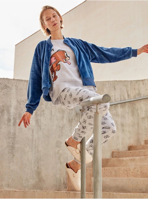 Veste bomber en peluche bleue pour homme - Kiabi