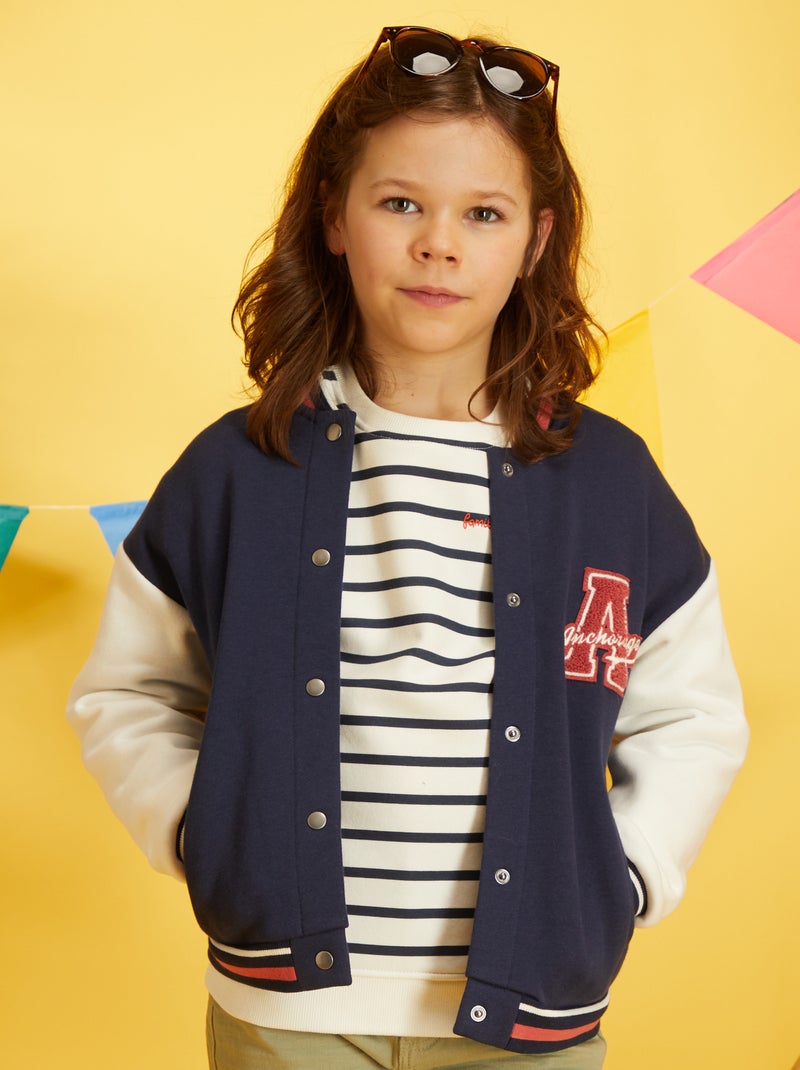 Veste bomber style campus Bleu - Kiabi