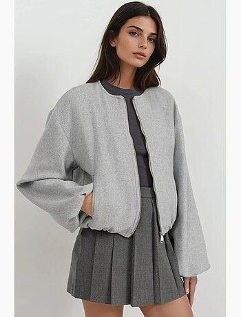 Veste bomber texturée avec fermeture éclair hiccup