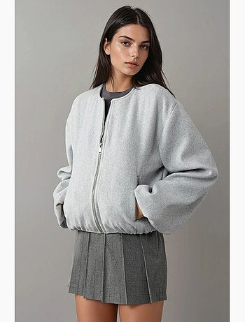 Veste bomber texturée avec fermeture éclair hiccup