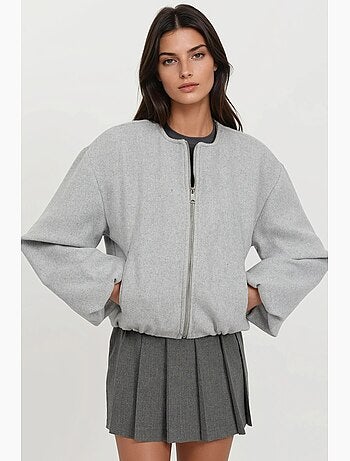 Veste bomber texturée avec fermeture éclair hiccup