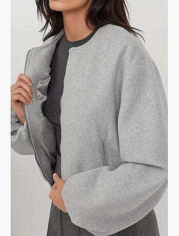 Veste bomber texturée avec fermeture éclair hiccup