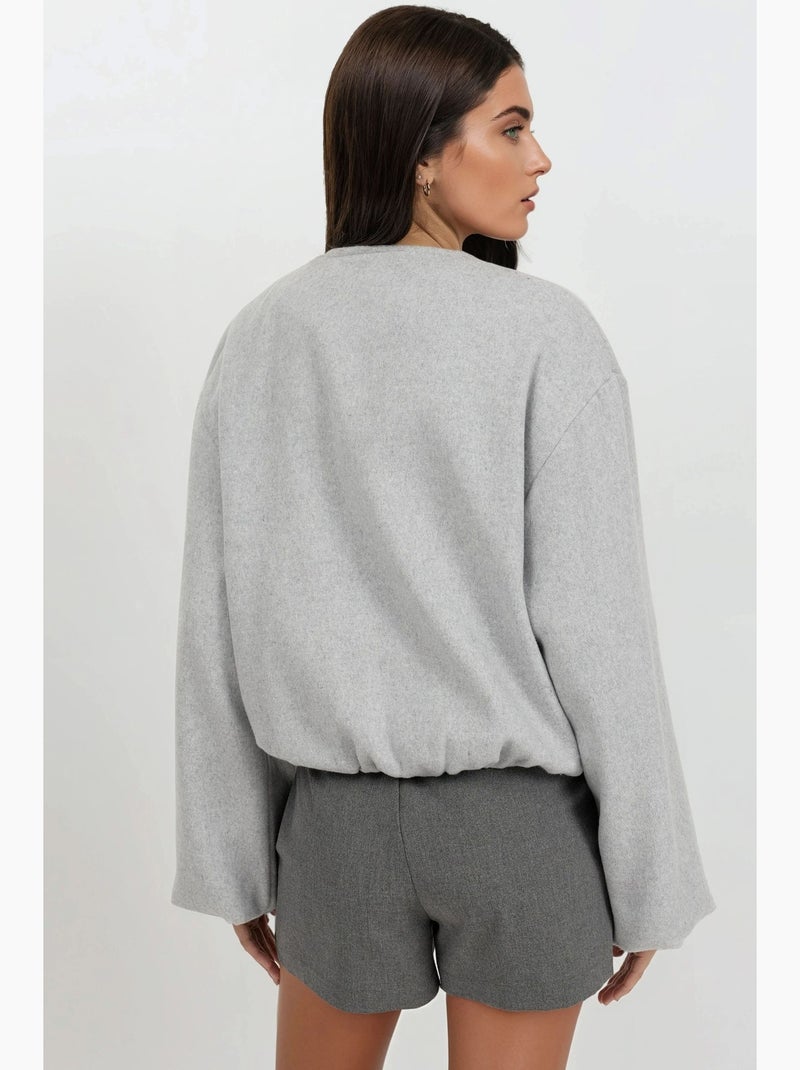 Veste bomber texturée avec fermeture éclair hiccup Gris clair - Kiabi