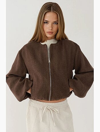 Veste bomber texturée avec fermeture éclair hiccup