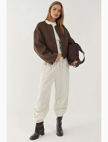 Veste bomber texturée avec fermeture éclair hiccup