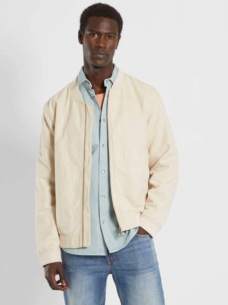 Veste bombers unie Beige - Kiabi