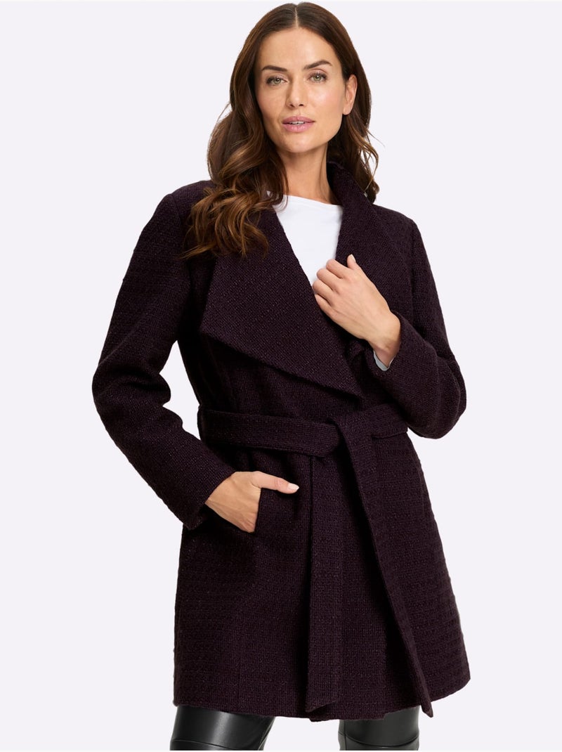 Veste Bouclée Aspect Bouclé élégant - Taille Standard - Helline Violet aubergine - Kiabi