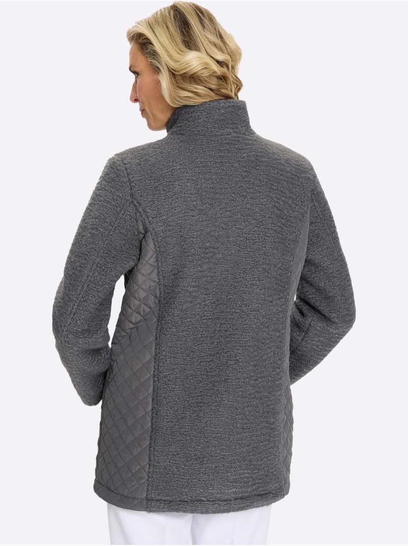 Veste bouclée coutures princesse structurantes - taille standard - moda vilona gris anthracite - Kiabi