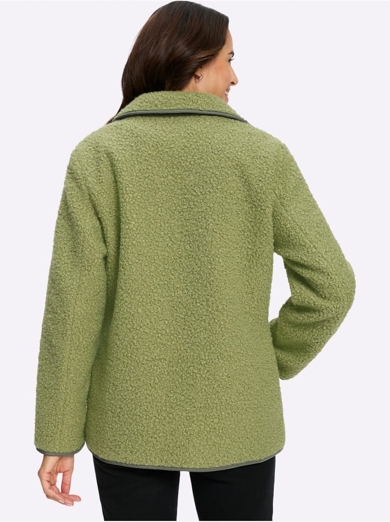 Veste Bouclée Qualité Bouclée Chaude - Taille Standard - Witt Bleu Vert Gris - Kiabi