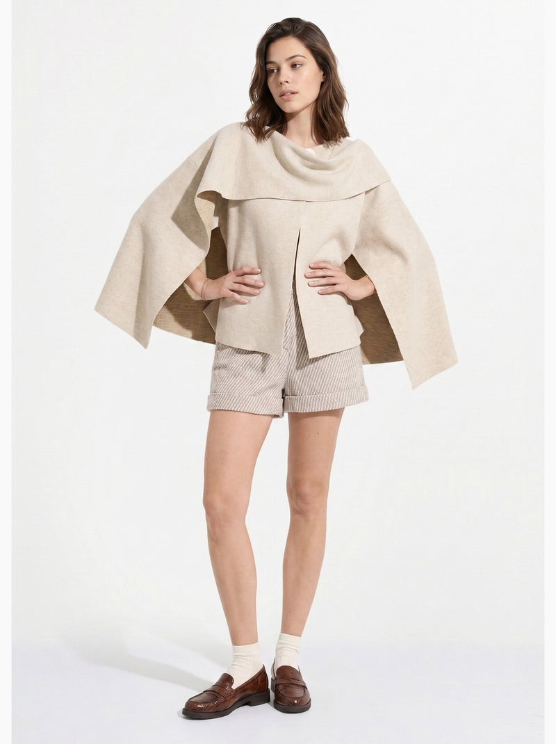 Veste bouton bijou métal et écharpe - afibel Beige - Kiabi