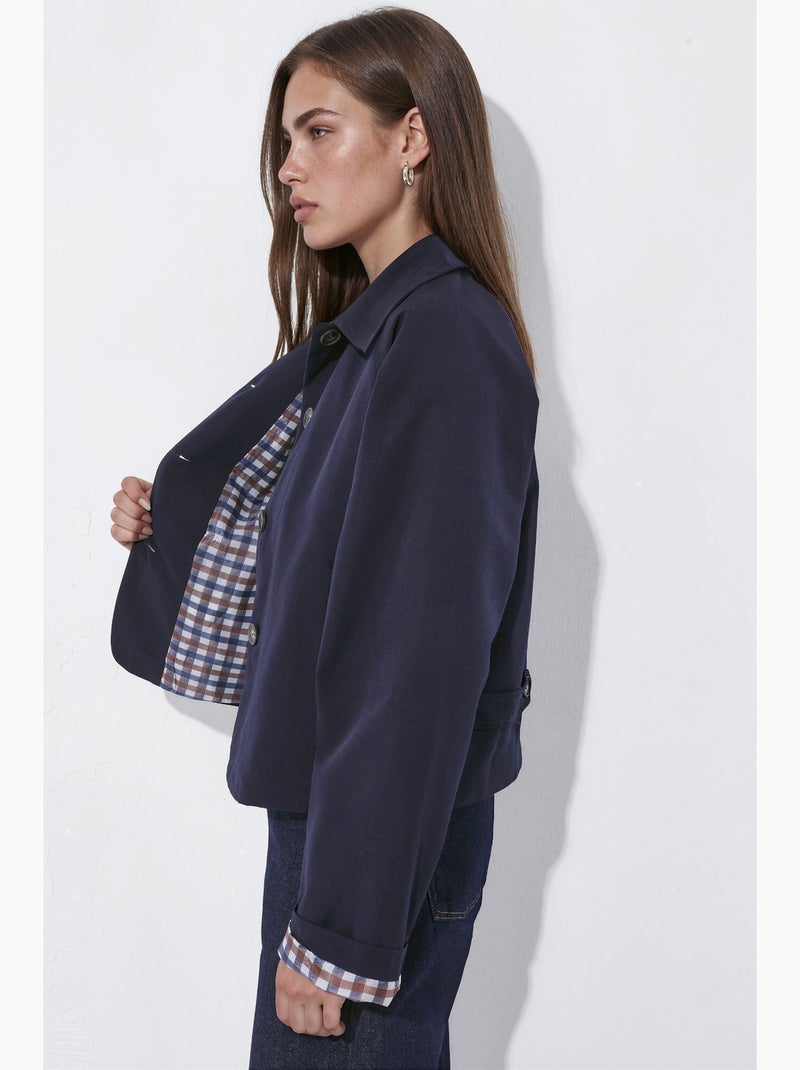 Veste boutonnée à carreaux avec doublure hiccup Bleu marine - Kiabi