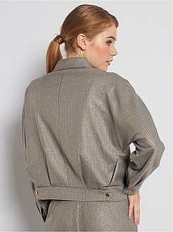 Veste boutonnée à carreaux - Kiabi