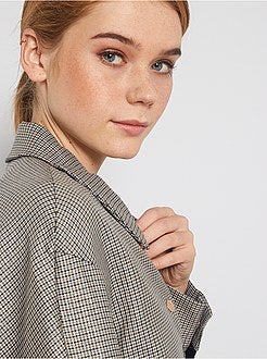Veste boutonnée à carreaux - Kiabi