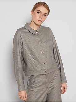 Veste boutonnée à carreaux - Kiabi