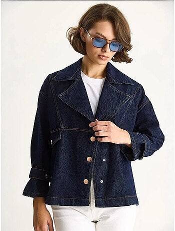 Veste boutonnée à col chemise en jean lucci