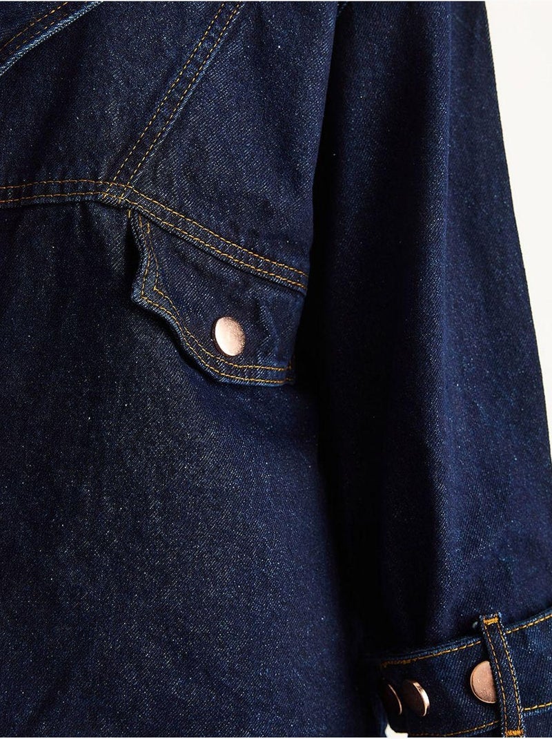 Veste boutonnée à col chemise en jean lucci Bleu marine - Kiabi