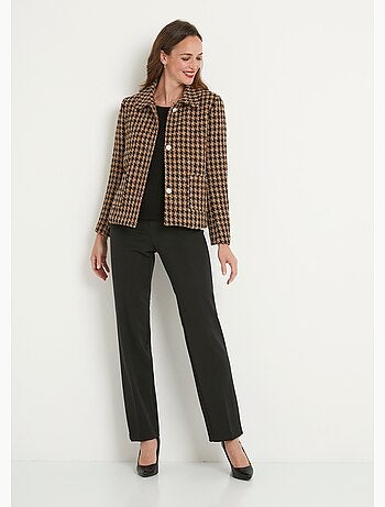 Veste boutonnée courte jacquard pied de coq - Afibel